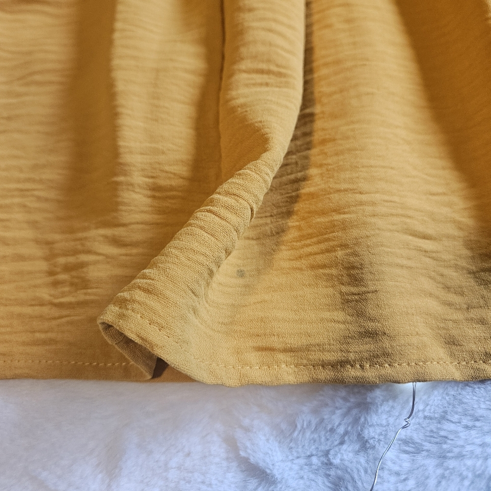 2/$15 Mustard Tiered Long Sleeve V-Neck Mini Dress - Bohemian - Picture 5 of 5